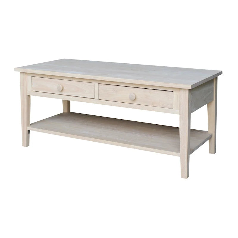 Solid Wood Coffee Table, Multi-Color Options, 48"W x 24"D x 19"H