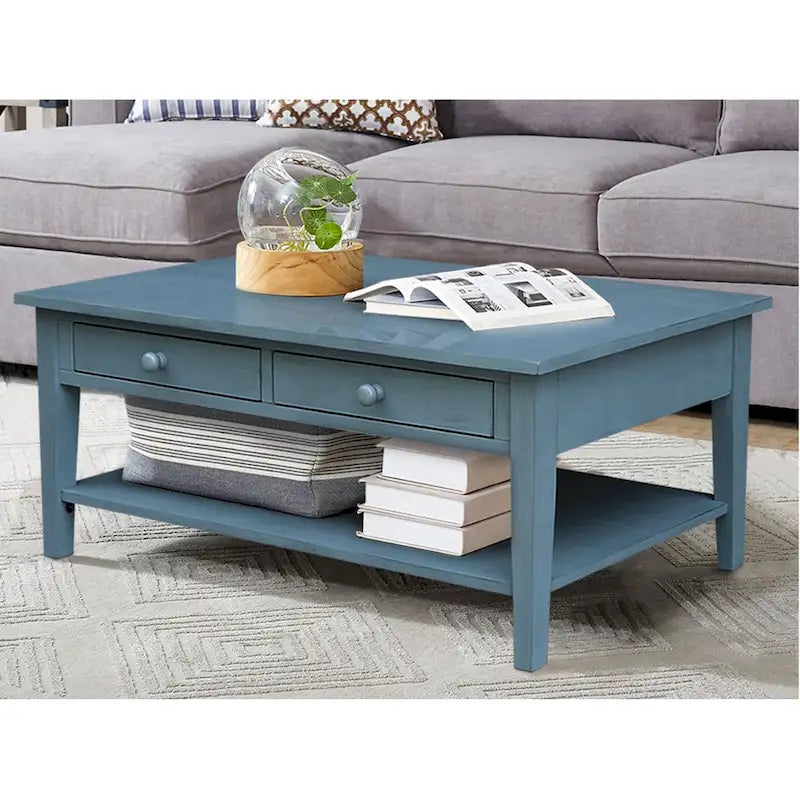 Solid Wood Coffee Table, Multi-Color Options, 48"W x 24"D x 19"H