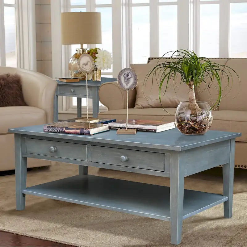 Solid Wood Coffee Table, Multi-Color Options, 48"W x 24"D x 19"H