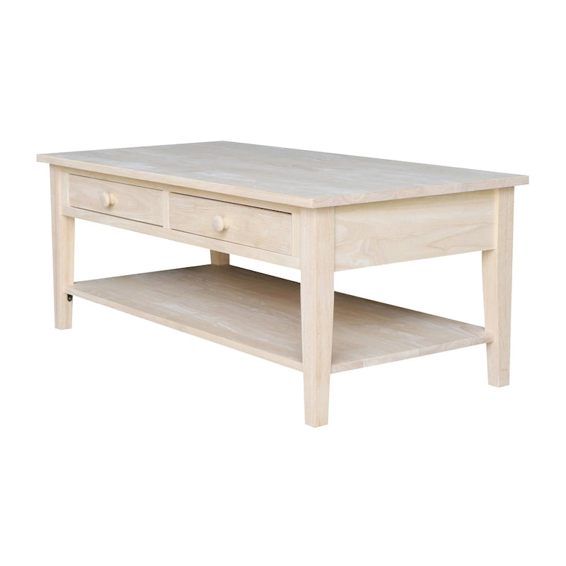 Solid Wood Coffee Table, Multi-Color Options, 48"W x 24"D x 19"H