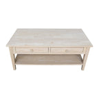 Solid Wood Coffee Table, Multi-Color Options, 48"W x 24"D x 19"H