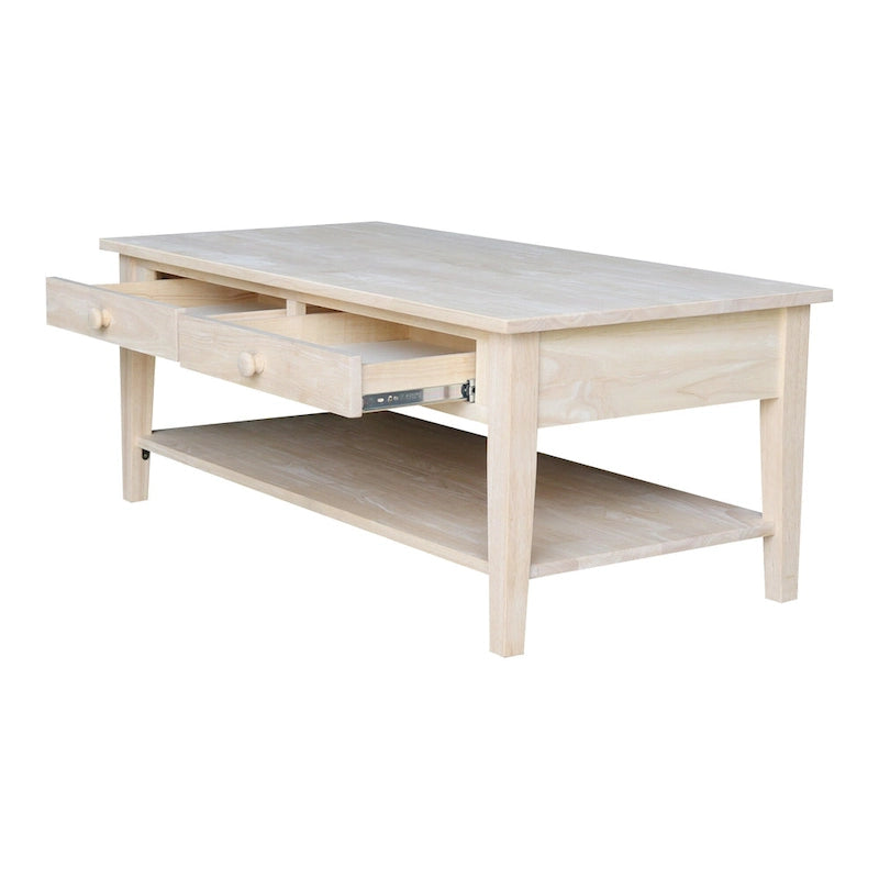 Solid Wood Coffee Table, Multi-Color Options, 48"W x 24"D x 19"H