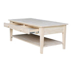 Solid Wood Coffee Table, Multi-Color Options, 48"W x 24"D x 19"H