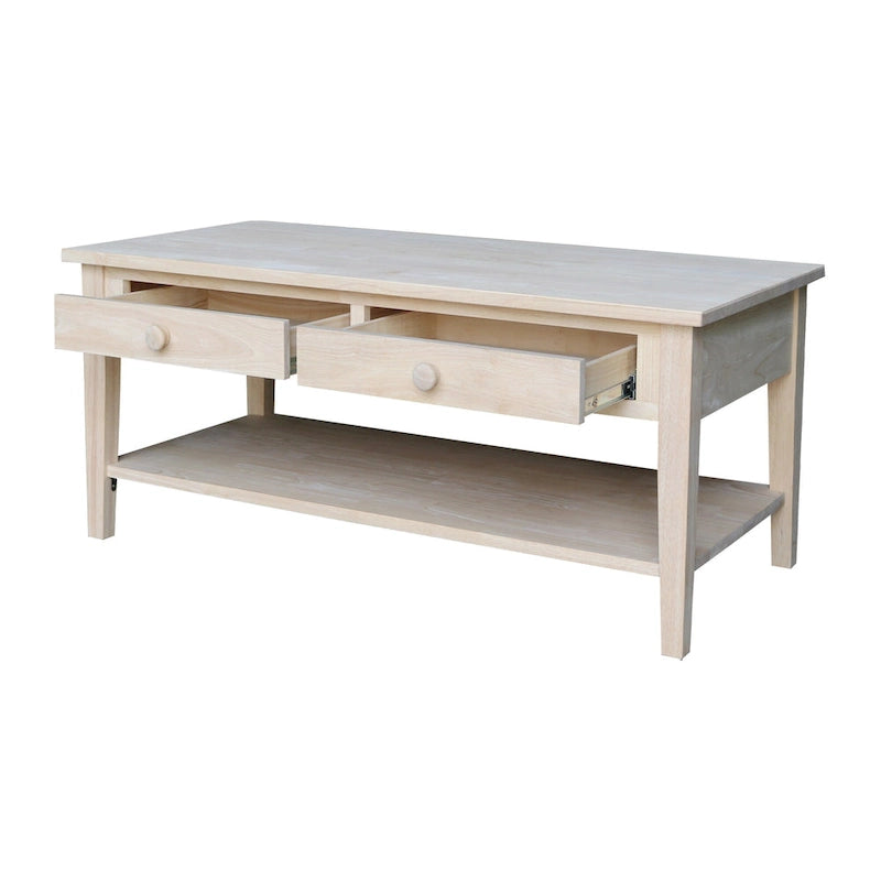 Solid Wood Coffee Table, Multi-Color Options, 48"W x 24"D x 19"H