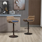 Drehbare Barhocker aus Stoff mit Fußstütze, 2er-Set – Beige / Blau / Rot / Orange / Grün