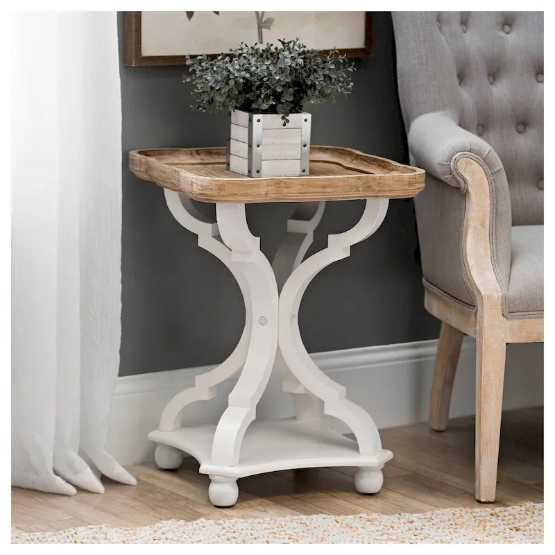 White / Black / All White Tray Top End Table, Square, Single