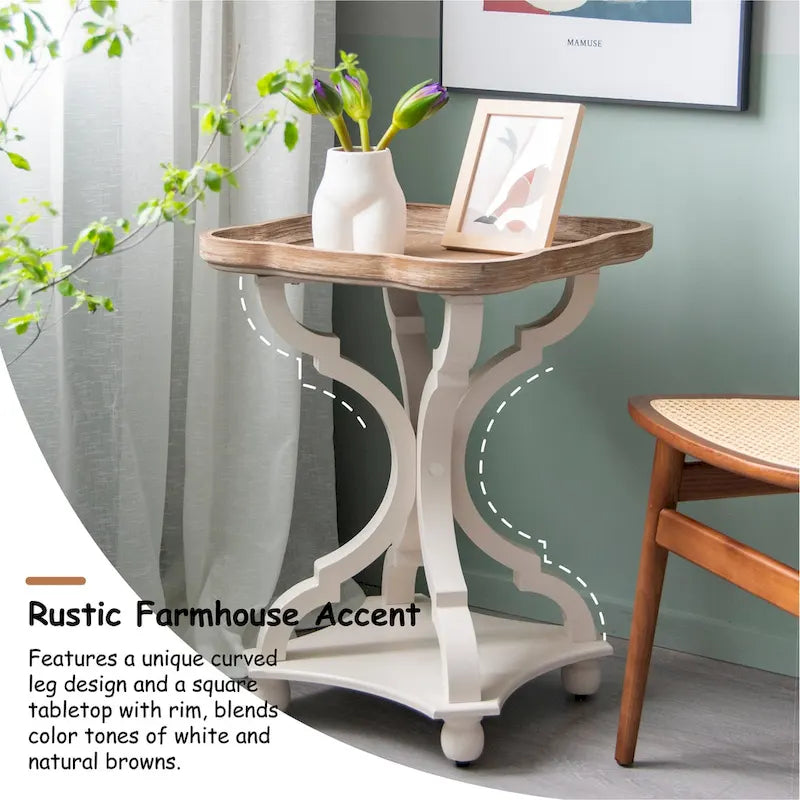White / Black / All White Tray Top End Table, Square, Single