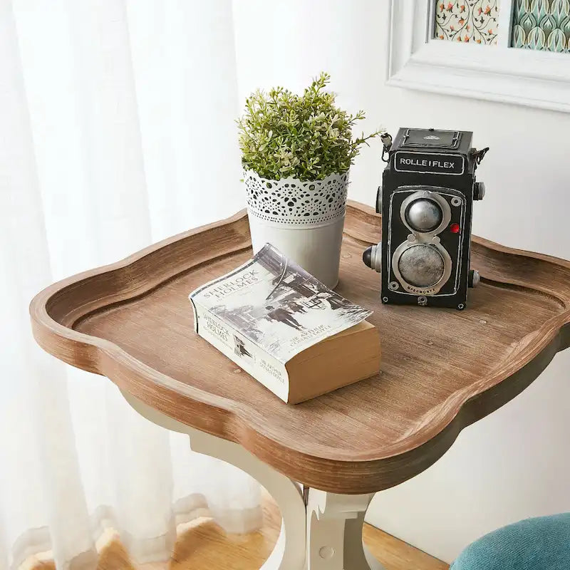 White / Black / All White Tray Top End Table, Square, Single