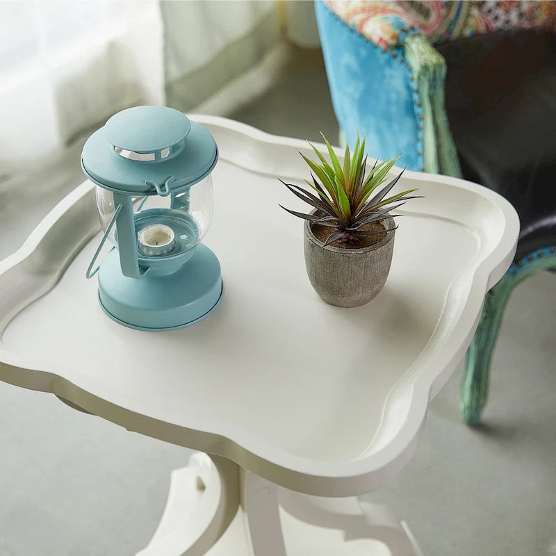 White / Black / All White Tray Top End Table, Square, Single