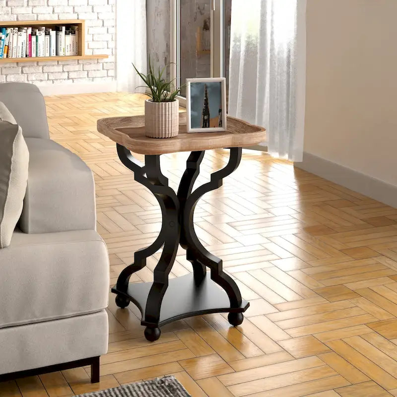 White / Black / All White Tray Top End Table, Square, Single