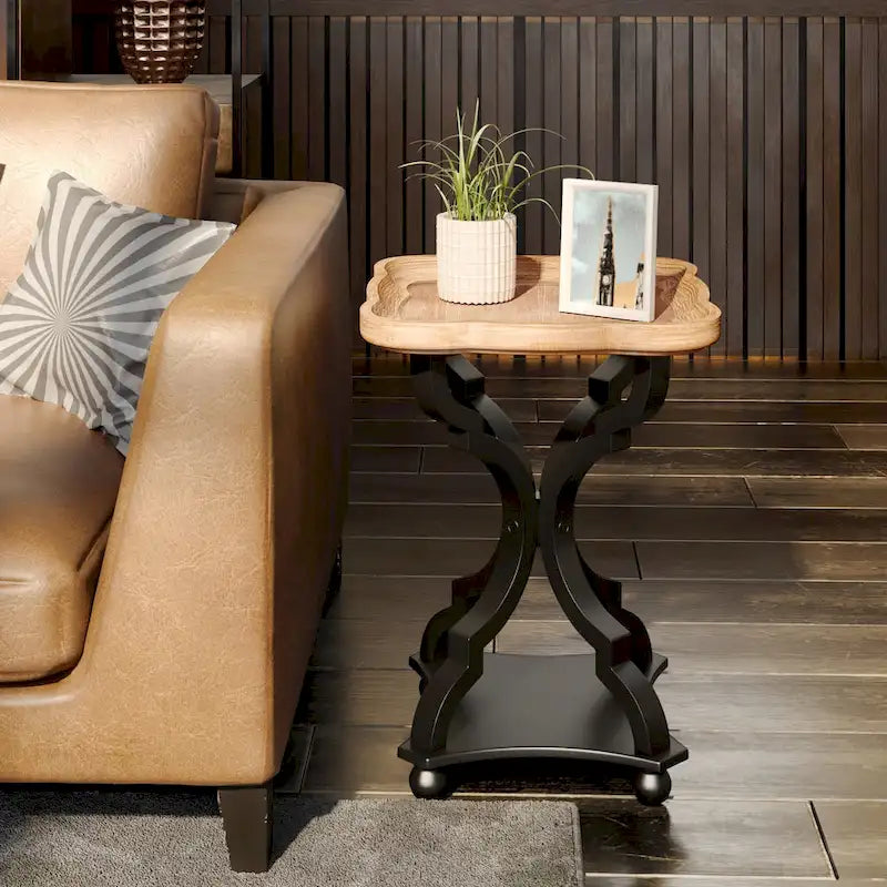 White / Black / All White Tray Top End Table, Square, Single