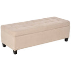 Panca contenitore in lino beige trapuntato, per 1 persona