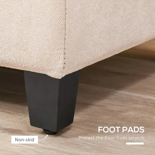 Panca contenitore in lino beige trapuntato, per 1 persona