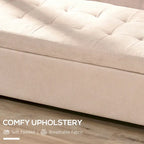 Panca contenitore in lino beige trapuntato, per 1 persona