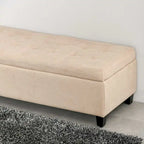 Panca contenitore in lino beige trapuntato, per 1 persona