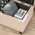 Panca contenitore in lino beige trapuntato, per 1 persona