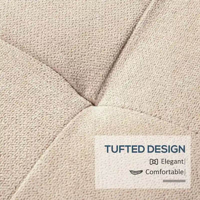 Panca contenitore in lino beige trapuntato, per 1 persona