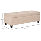 Panca contenitore in lino beige trapuntato, per 1 persona