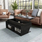 Reclaimed Black Oak 44" Lift-Top Coffee Table with Storage, Transitional Style