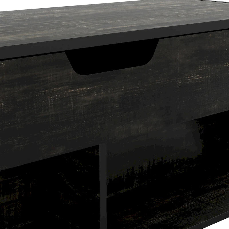 Reclaimed Black Oak 44" Lift-Top Coffee Table with Storage, Transitional Style
