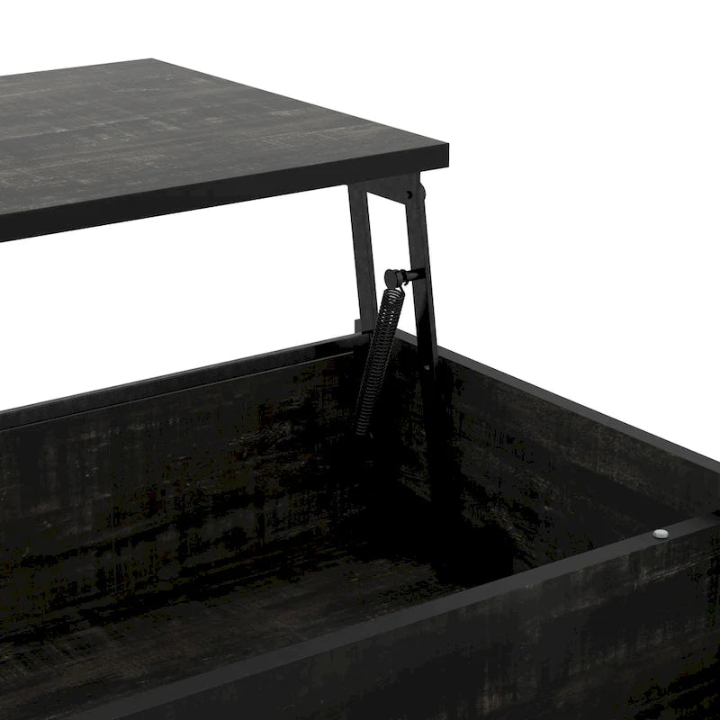 Reclaimed Black Oak 44" Lift-Top Coffee Table with Storage, Transitional Style