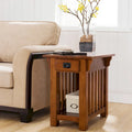 Brown Mission-Style End Table with Drawer, Solid Wood, 1-Person Assembly