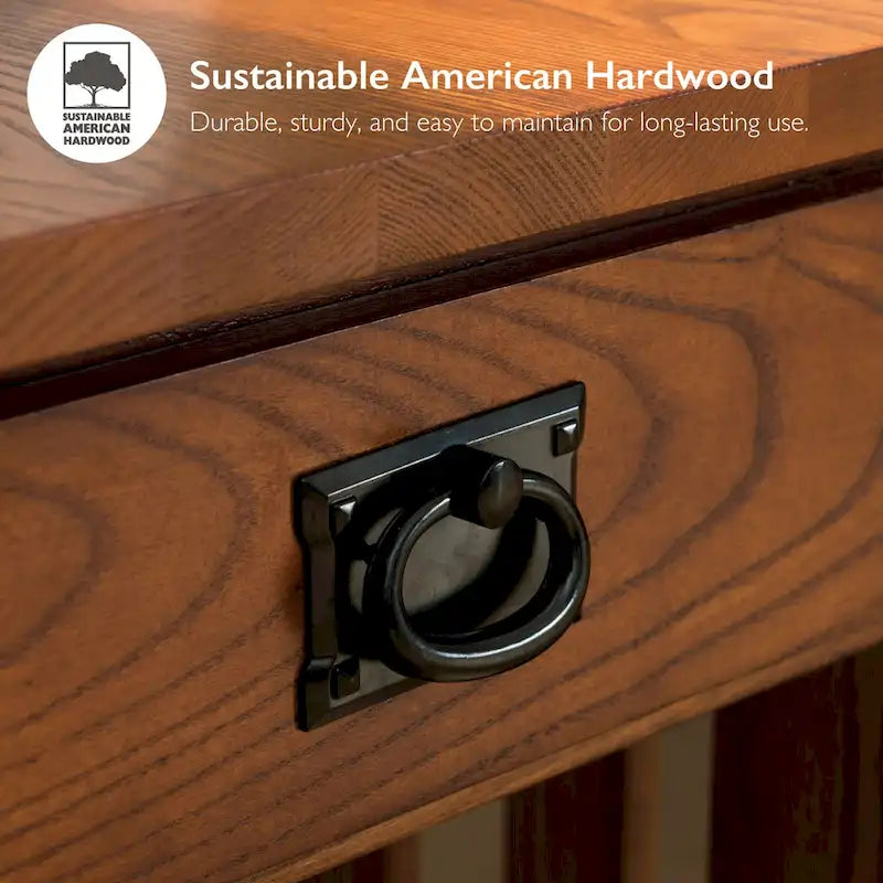 Brown Mission-Style End Table with Drawer, Solid Wood, 1-Person Assembly