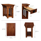 Brown Mission-Style End Table with Drawer, Solid Wood, 1-Person Assembly