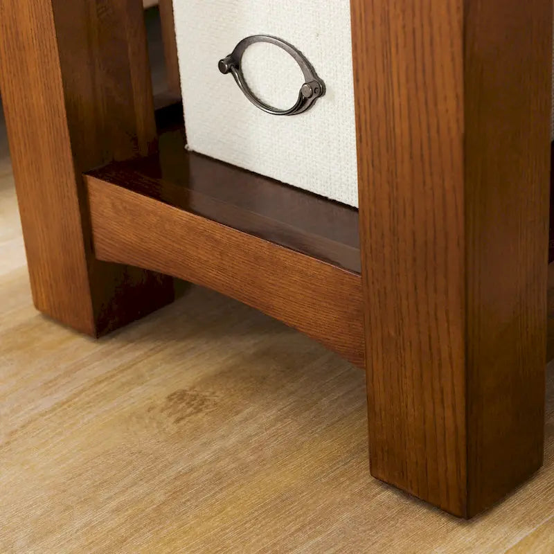 Brown Mission-Style End Table with Drawer, Solid Wood, 1-Person Assembly