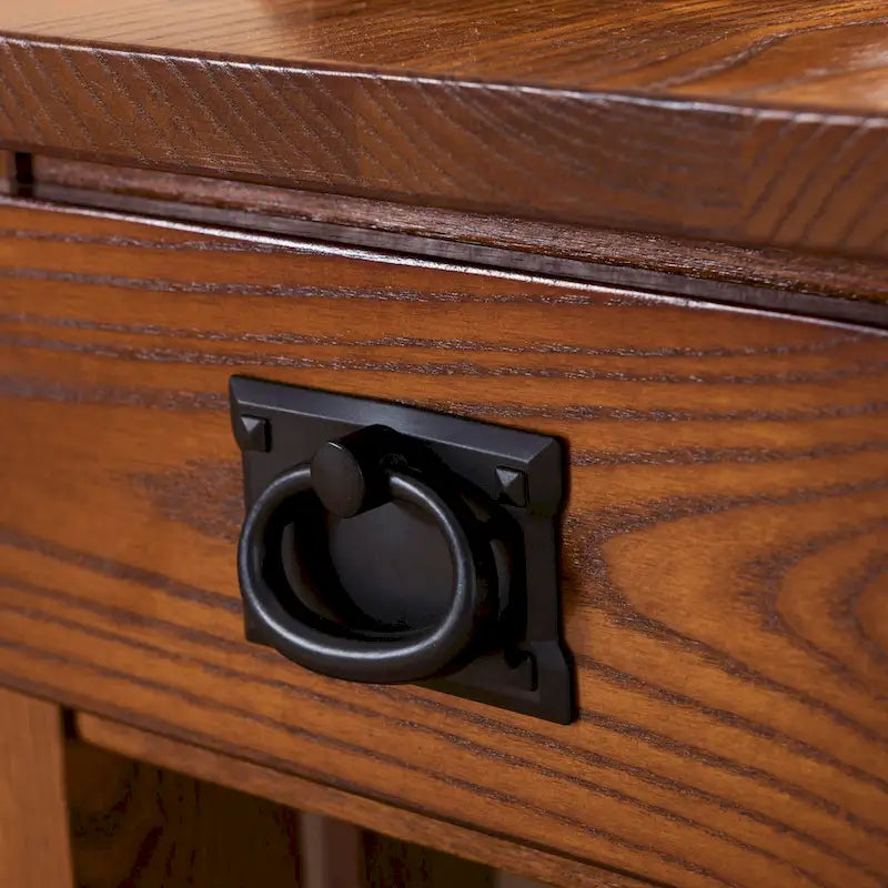 Brown Mission-Style End Table with Drawer, Solid Wood, 1-Person Assembly