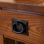 Brown Mission-Style End Table with Drawer, Solid Wood, 1-Person Assembly