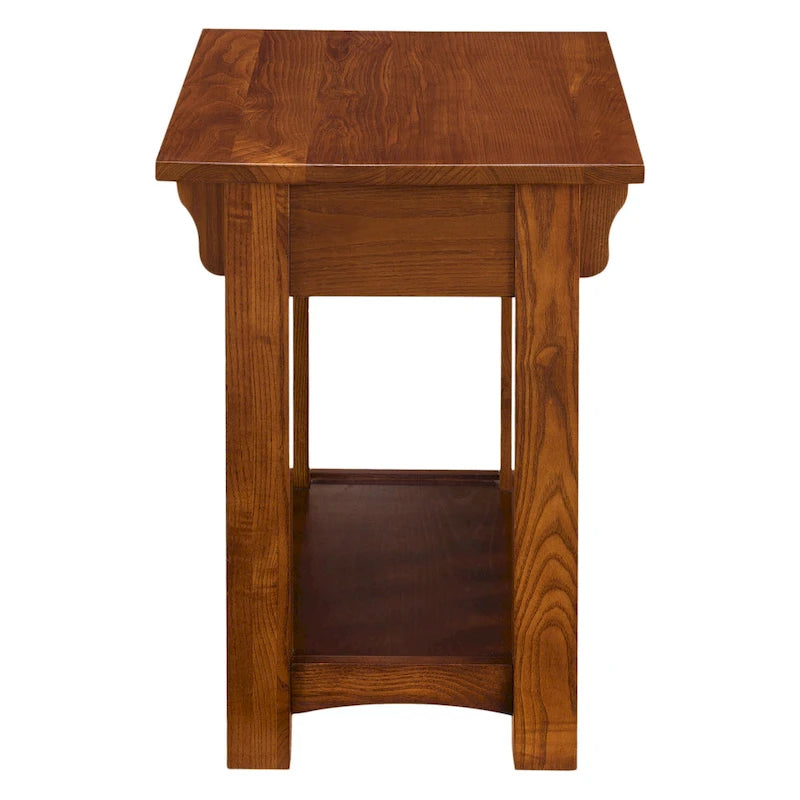 Brown Mission-Style End Table with Drawer, Solid Wood, 1-Person Assembly