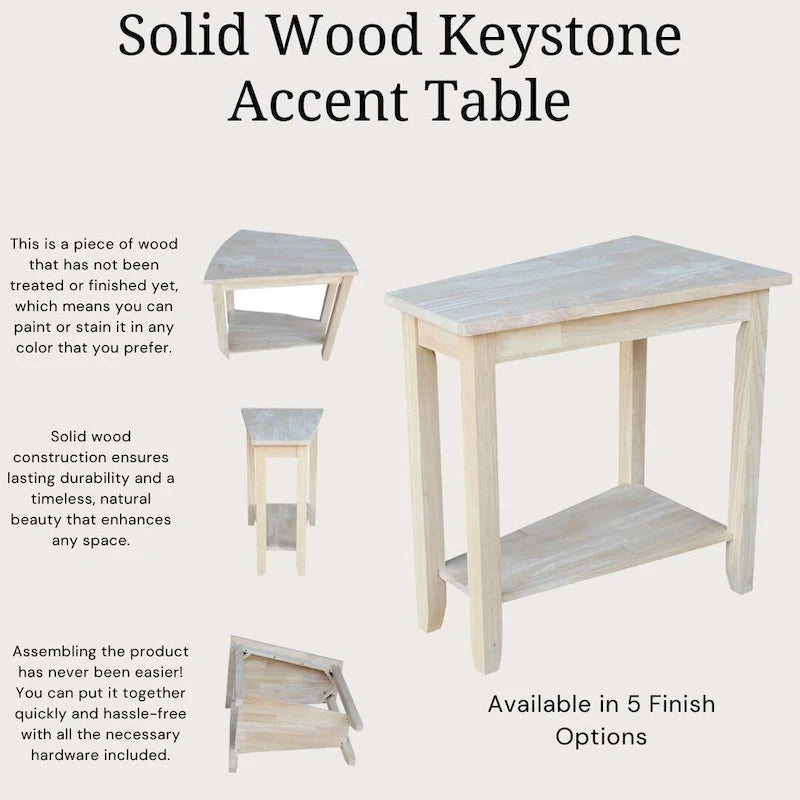 Solid Parawood Accent Table – Unfinished / Blue / Grey / White / Black