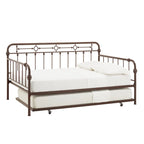 Letto da giorno matrimoniale in metallo color bronzo scuro, stile a pioli, per 1–2 persone