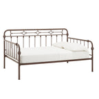 Letto da giorno matrimoniale in metallo color bronzo scuro, stile a pioli, per 1–2 persone