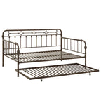 Letto da giorno matrimoniale in metallo color bronzo scuro, stile a pioli, per 1–2 persone