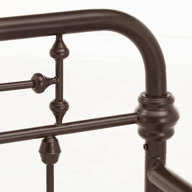 Letto da giorno matrimoniale in metallo color bronzo scuro, stile a pioli, per 1–2 persone