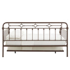 Letto da giorno matrimoniale in metallo color bronzo scuro, stile a pioli, per 1–2 persone