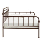 Letto da giorno matrimoniale in metallo color bronzo scuro, stile a pioli, per 1–2 persone