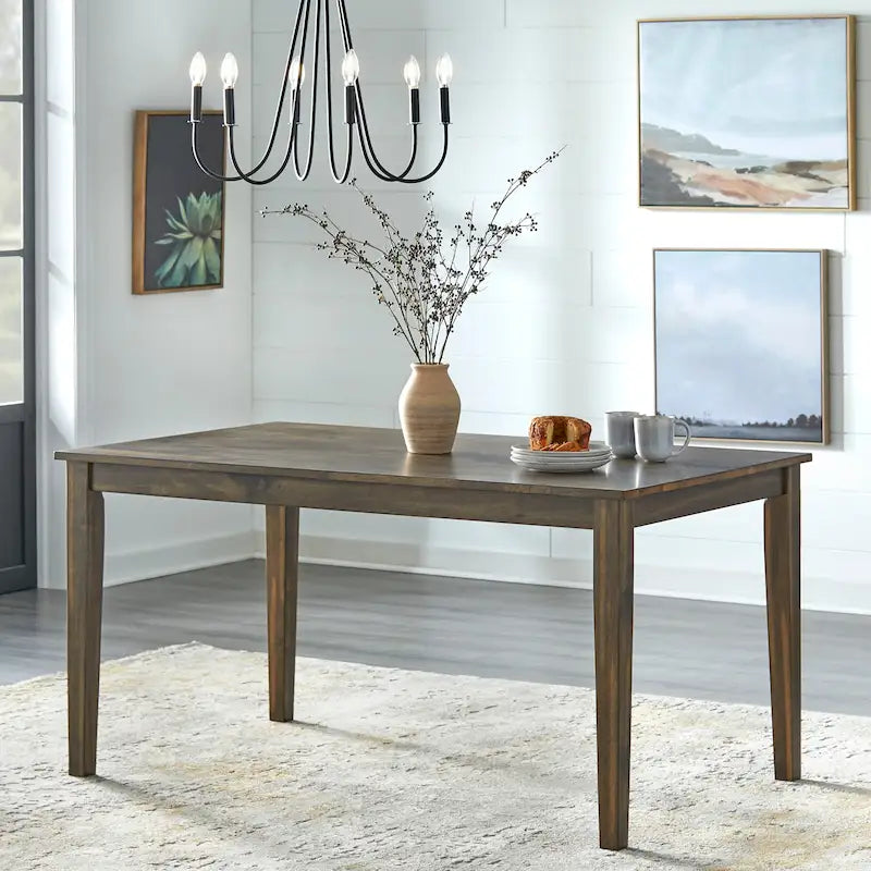 Brown / Antique White Modern Farmhouse Dining Table, Seats 6