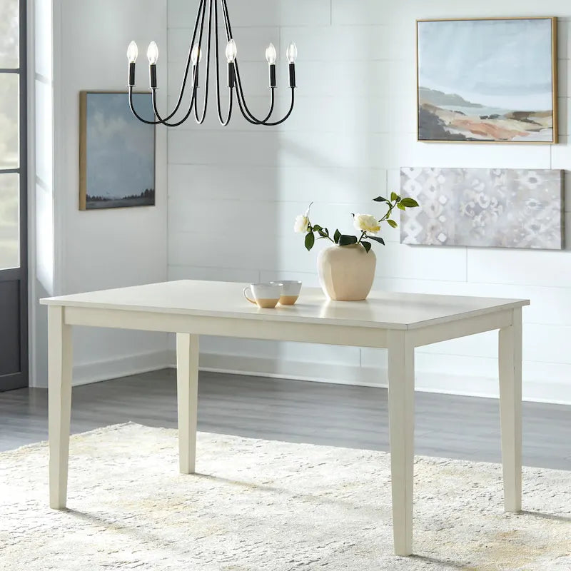 Brown / Antique White Modern Farmhouse Dining Table, Seats 6