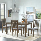 Brown / Antique White Modern Farmhouse Dining Table, Seats 6