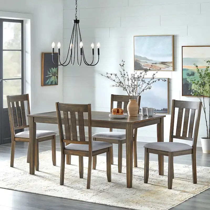 Brown / Antique White Modern Farmhouse Dining Table, Seats 6