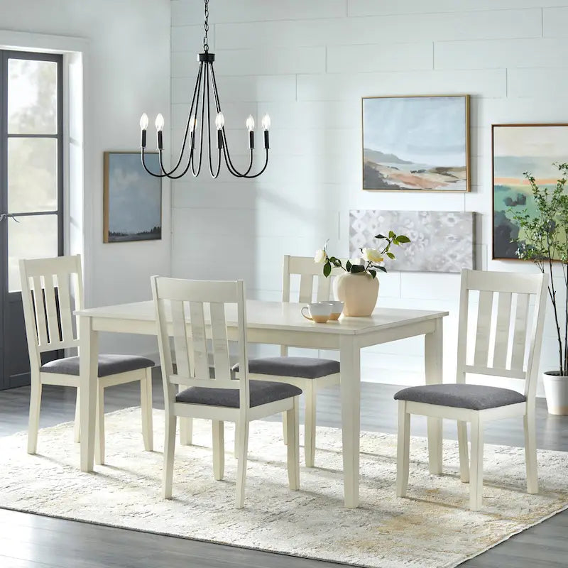 Brown / Antique White Modern Farmhouse Dining Table, Seats 6