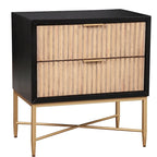 Black/White 2-Drawer Wood Nightstand with Gold Legs