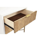 Black/White 2-Drawer Wood Nightstand with Gold Legs