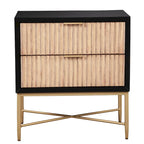Black/White 2-Drawer Wood Nightstand with Gold Legs