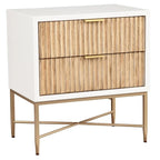 Black/White 2-Drawer Wood Nightstand with Gold Legs