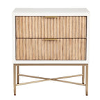 Black/White 2-Drawer Wood Nightstand with Gold Legs