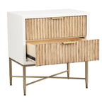 Black/White 2-Drawer Wood Nightstand with Gold Legs